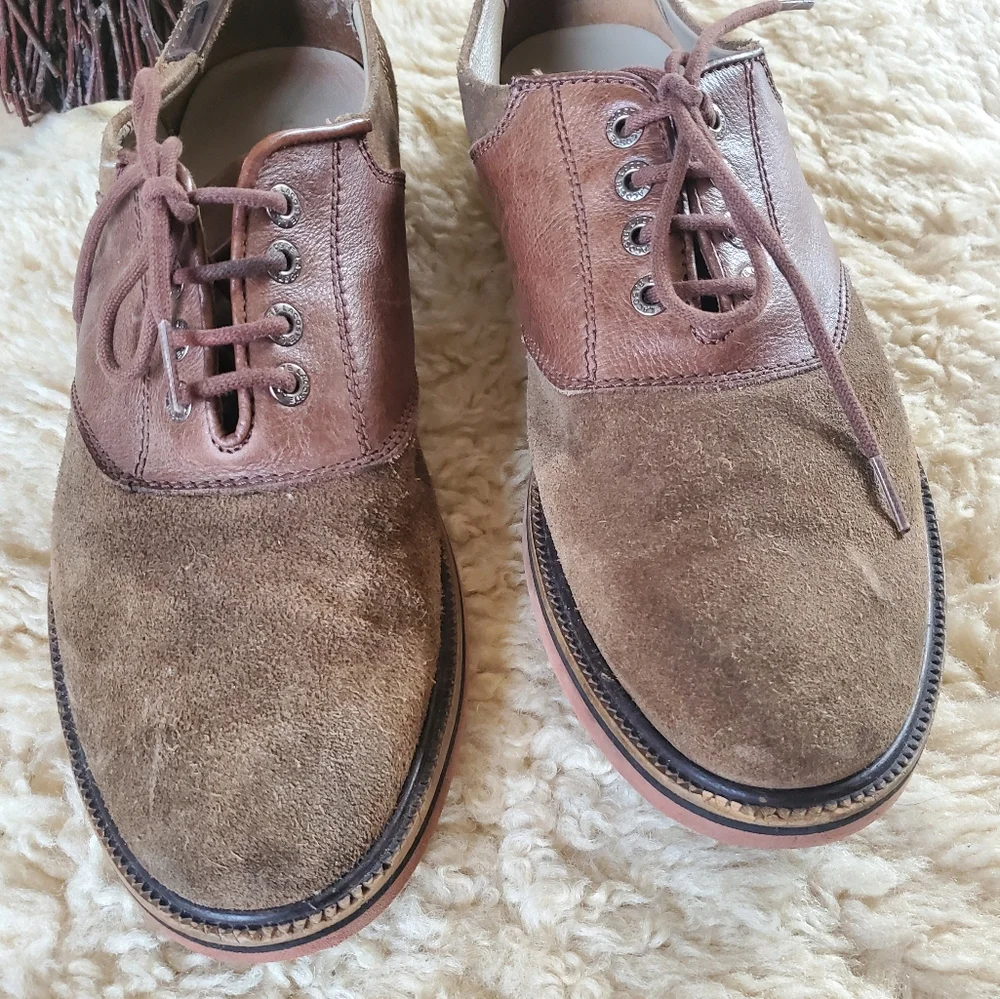Lacoste sz9 brown‎ leather & suede lace up shoes
